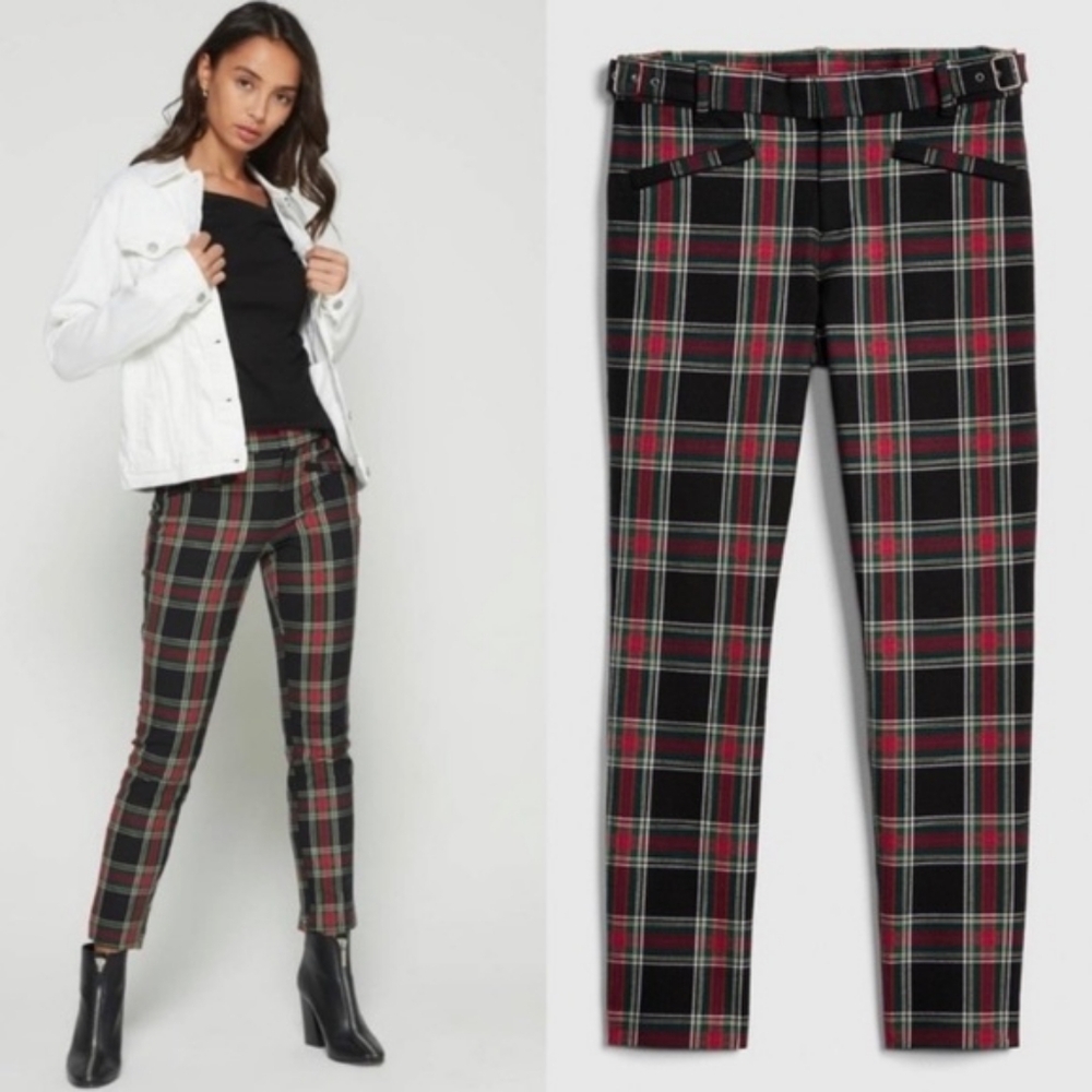 GAP Signature Skinny Ankle Tartan Plaid  with Buckle Detail Size 6
